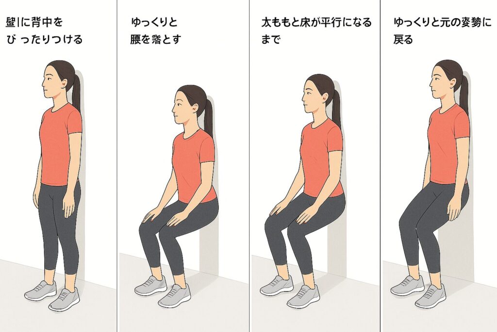 壁スクワットの正しいやり方