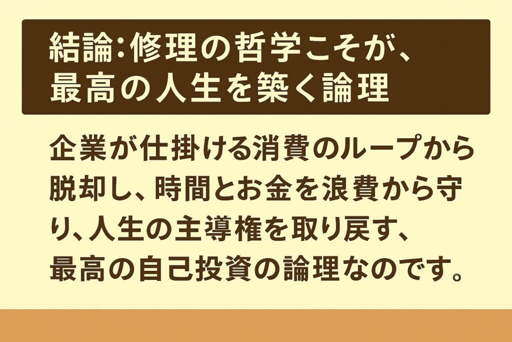 結論;修理の哲学ことが、最高の人生を築く論理