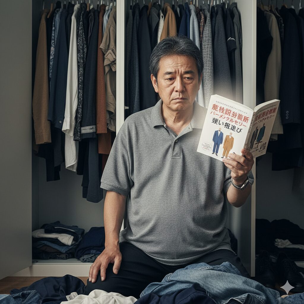 服選びに悩むおじさん
