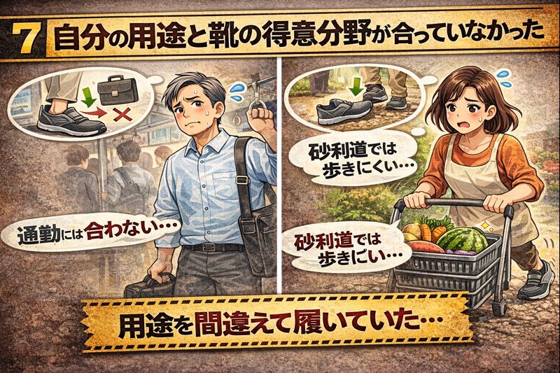 ハンズフリー
⑦ 自分の用途と靴の得意分野が合っていなかった