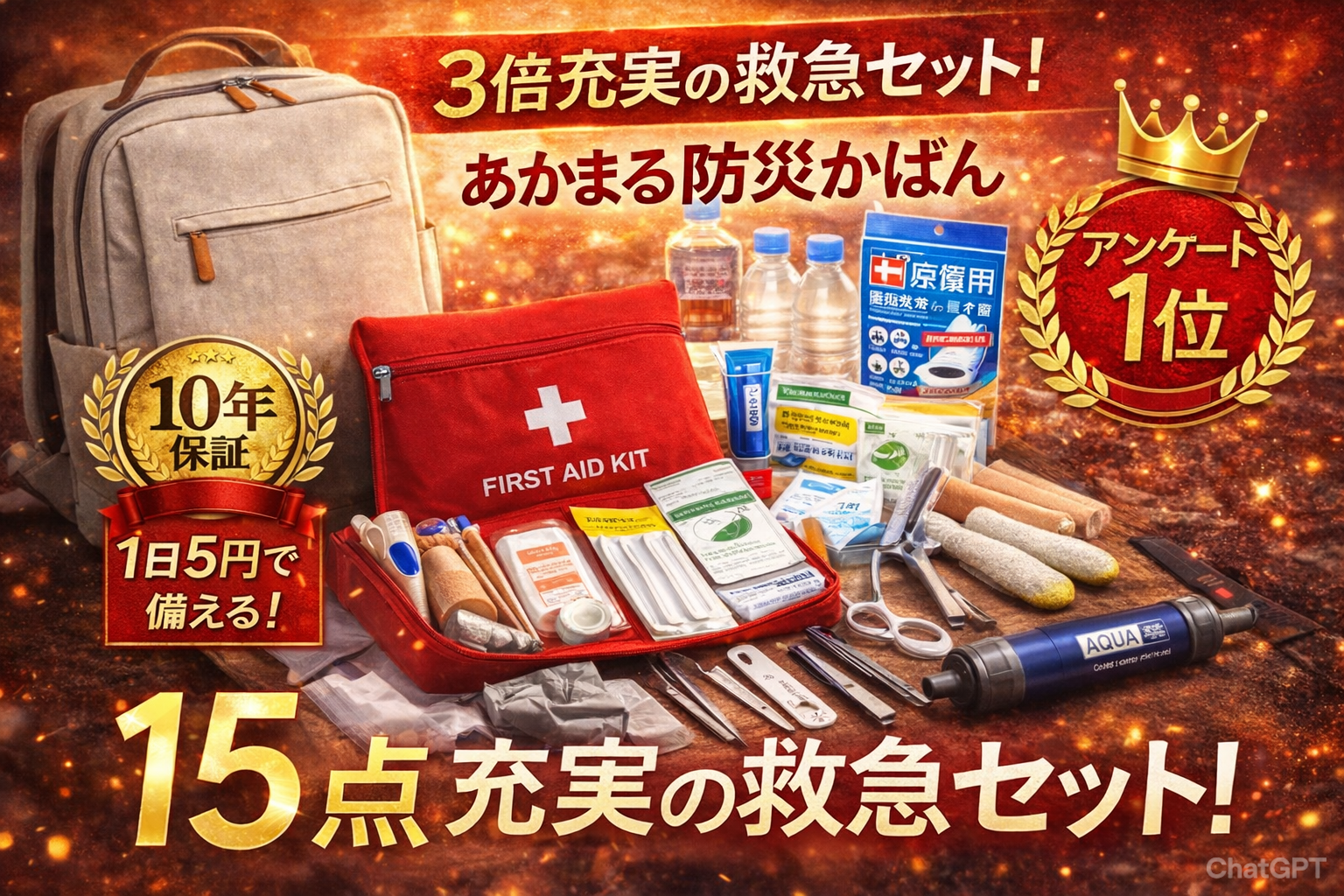 あかまる防災かばんの救急セットは他社の3倍!100人アンケート1位の「本当に欲しいもの」をSIB製薬が形にしたら?