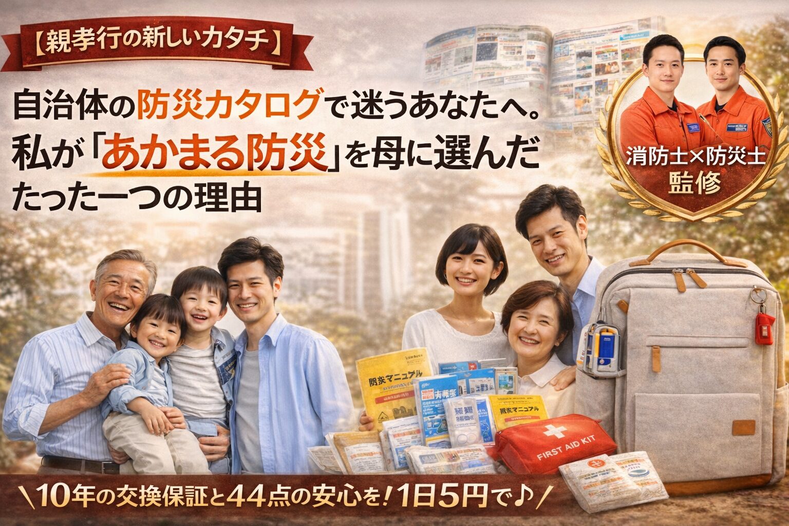 【親孝行の新しいカタチ】自治体の防災カタログで迷うあなたへ。私が「あかまる防災かばん」を母に選んだ、たった一つの理由