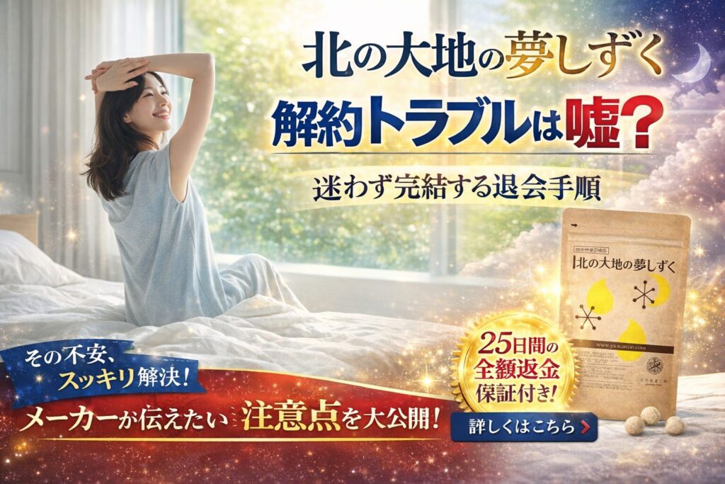 北の大地の夢しずく 解約のトラブルは嘘？迷わず完結する退会手順と「コース別」の注意点