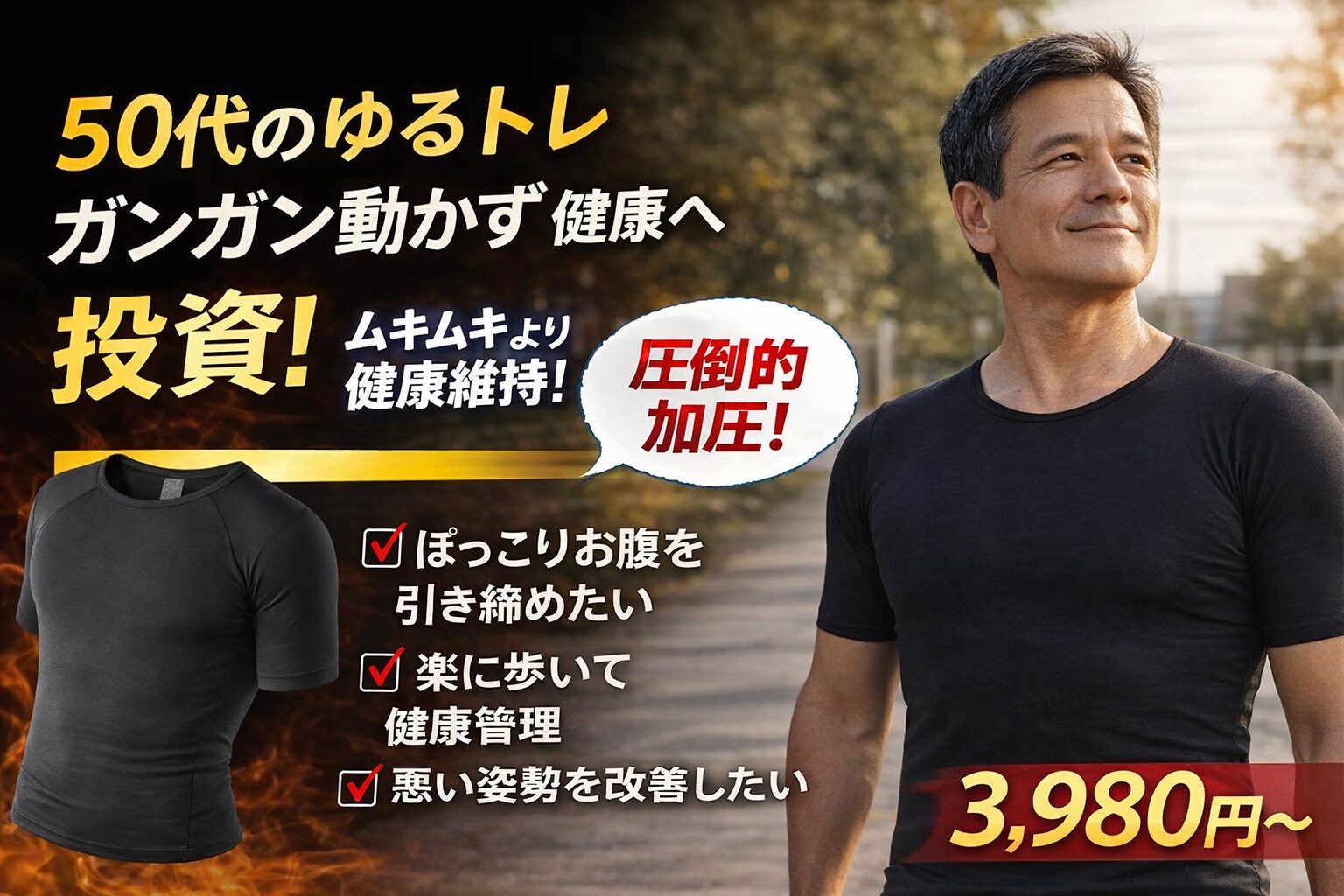 加圧シャツ『シックスチェンジ』の58件の口コミから見えた本音を50代が語る筋トレではない活用術 圧倒的加圧