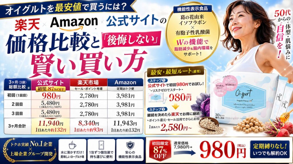 オイグルトを最安値で買うには？楽天・Amazon・公式サイトの価格比較と「後悔しない」賢い買い方