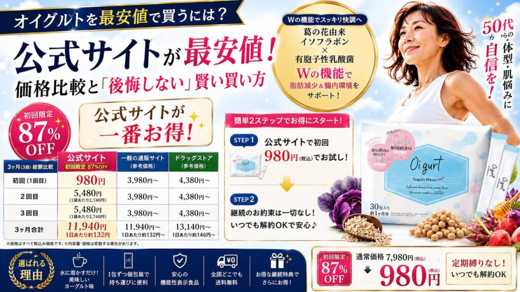 オイグルトを最安値で買うには?楽天・Amazon・公式サイトの価格比較と「後悔しない」賢い買い方