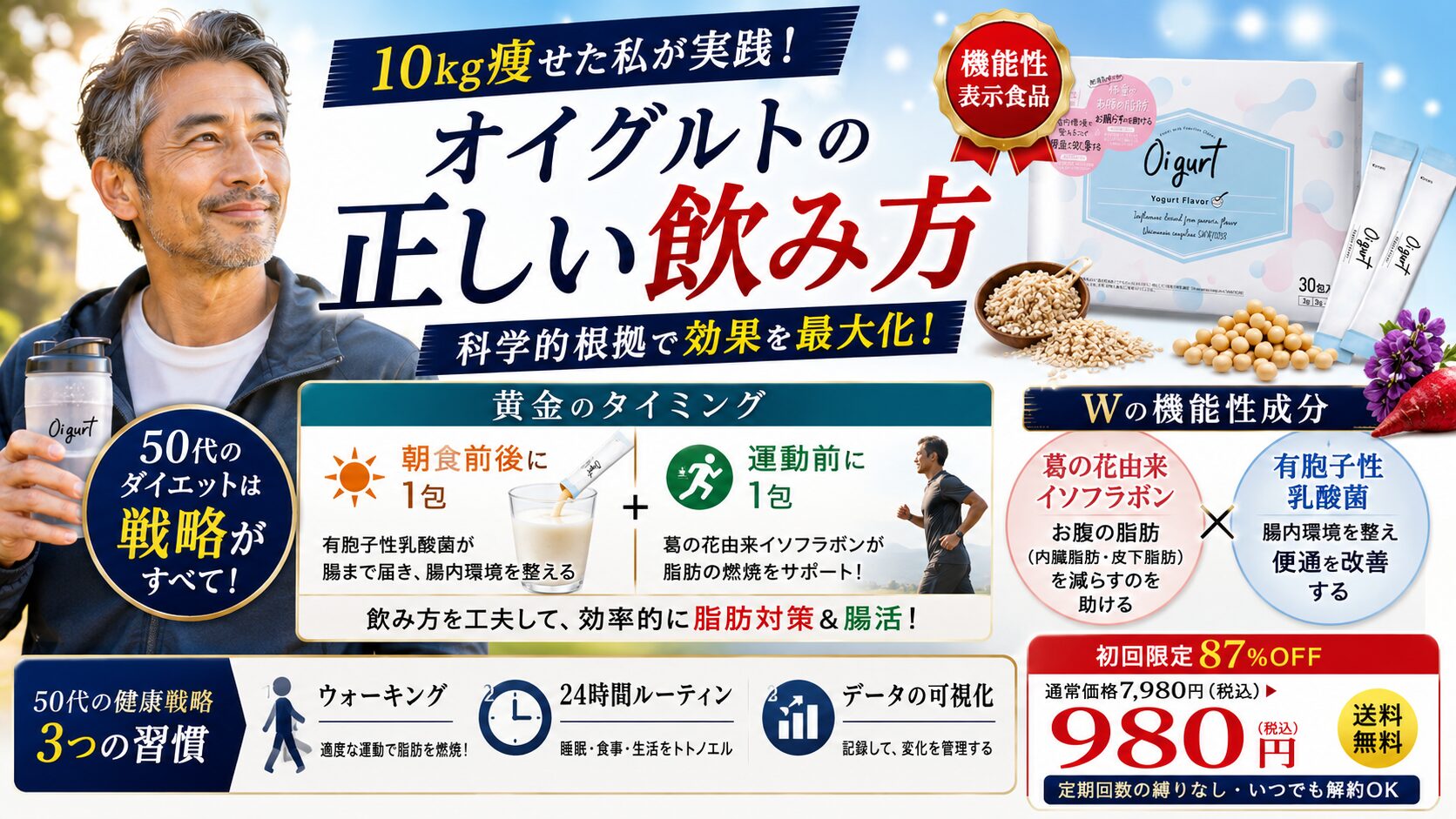 オイグルトの飲み方の正解は?50代のタイパを最大化するタイミングと科学的根拠を解説