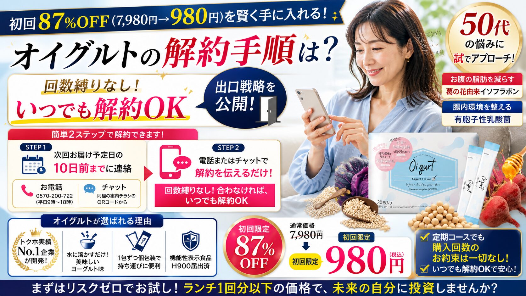 オイグルトの解約手順は？初回87%OFF(7,980円→980円)を賢く手に入れる『出口戦略』を公開