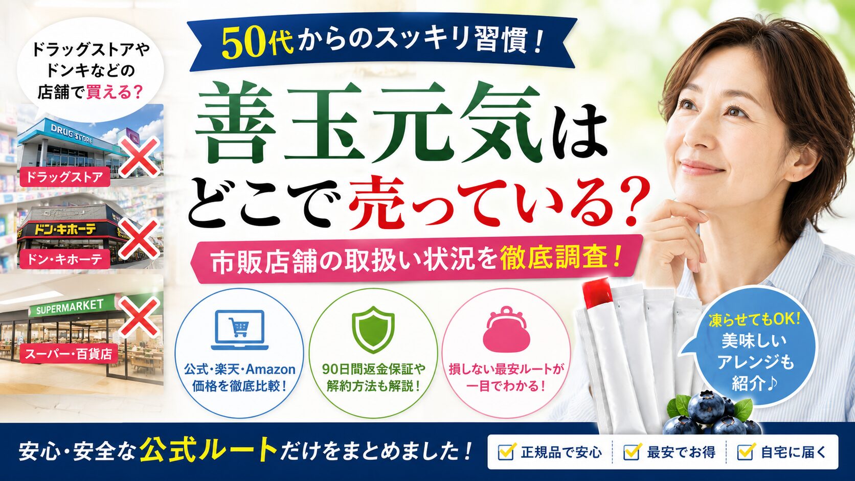 善玉元気はどこで売っている?ドラッグストア等の市販店舗や公式ルートの取り扱い状況を徹底調査