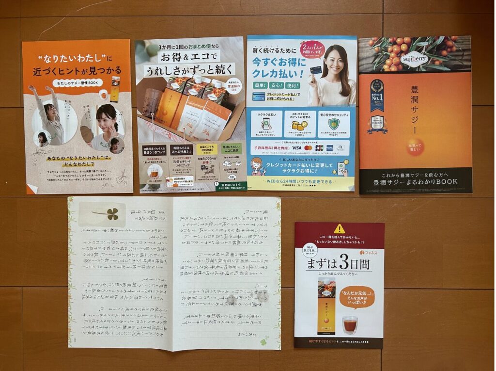 実物:
豊潤サジーのお試しセットの内容・付属品