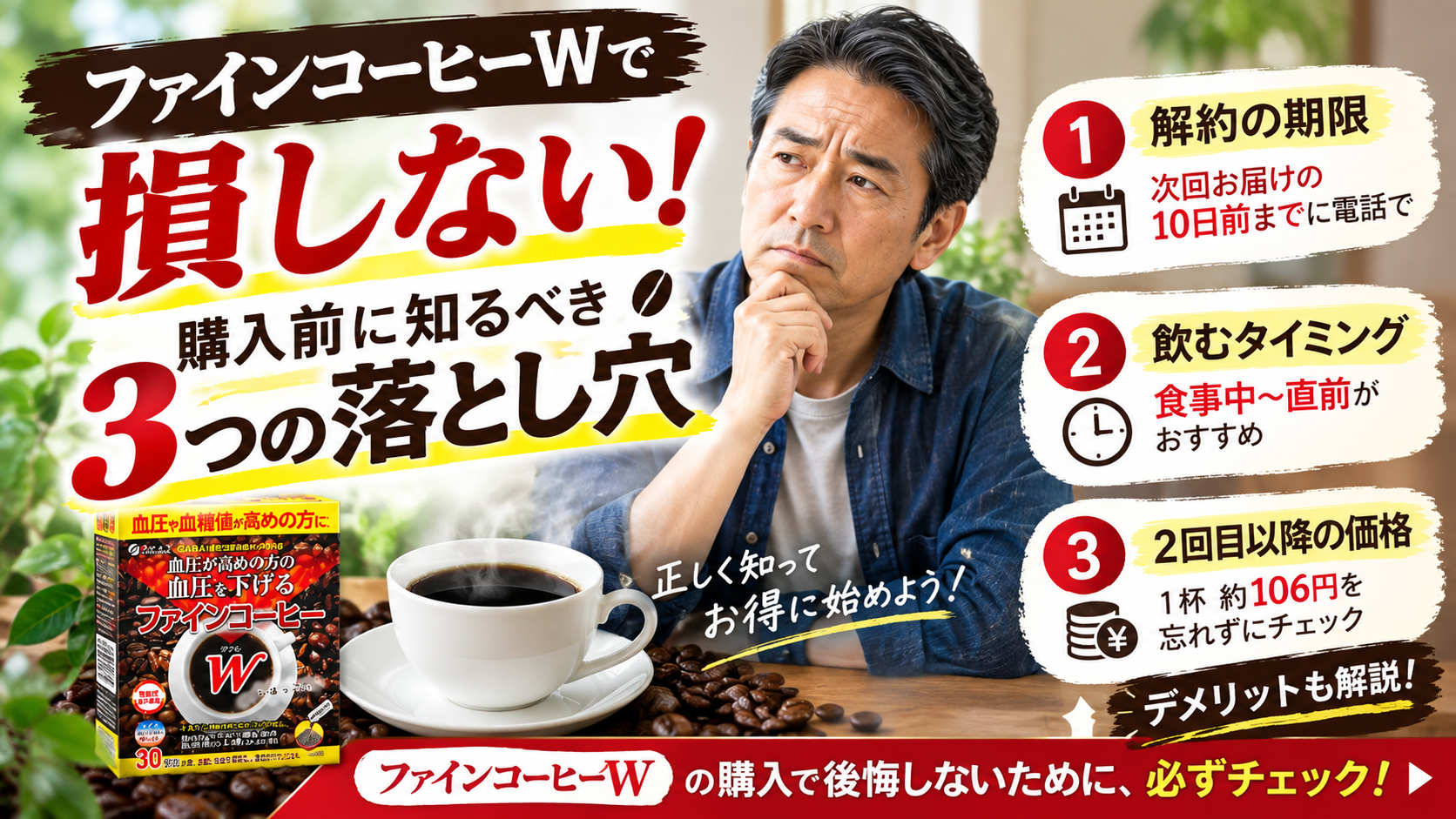 ファインコーヒーWで損しない！購入前に知るべき3つの落とし穴