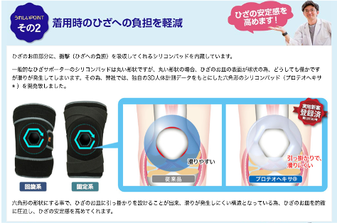 膝サポーター　リフリーラ　嬉しいポイント２ 着用時の膝の負担を軽減
