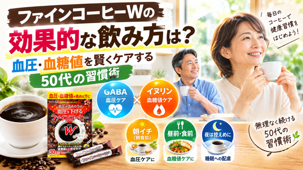 ファインコーヒーWの効果的な飲み方は?血圧・血糖値を賢くケアする50代の習慣術